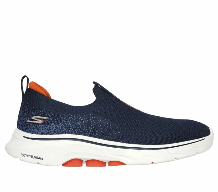 Skechers GO WALK 7 Navy Orange Men Athletic Sneakers