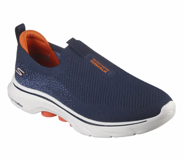 Skechers GO WALK 7 Navy Orange Men Athletic Sneakers Skechers GO WALK 7 Navy Orange Men Athletic Sneakers