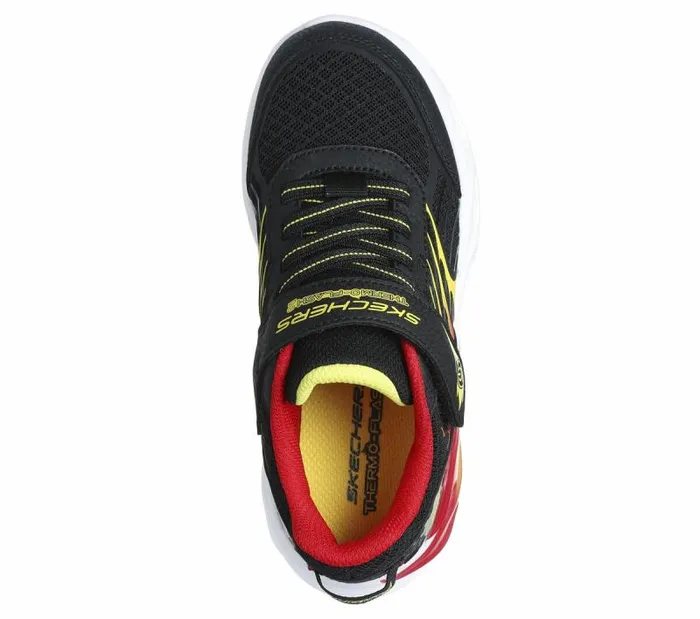 Skechers SLights Thermo Flash 20 Black Red Kids Athletic Shoes and Sneakers