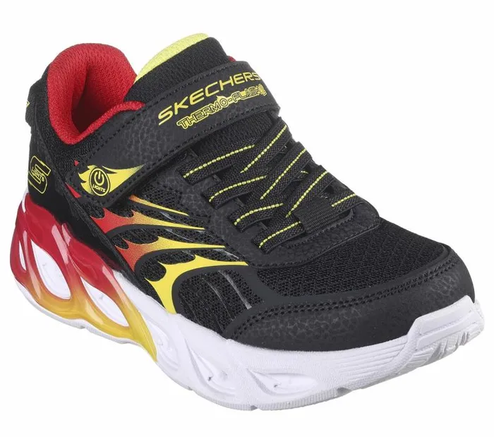 Skechers SLights Thermo Flash 20 Black Red Kids Athletic Shoes and Sneakers Skechers SLights Thermo Flash 20 Black Red Kids Athletic Shoes and Sneakers