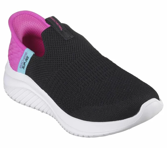 Skechers Skechers SlipIns Ultra Flex 30 8211 Fresh Time Black Pink Kids Athletic Shoes and Sneakers