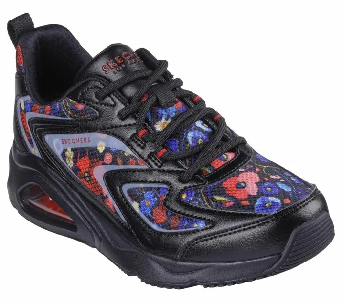 Skechers TresAir Uno 8211Botanical Bliss Black Multi Women Athletic Sneakers