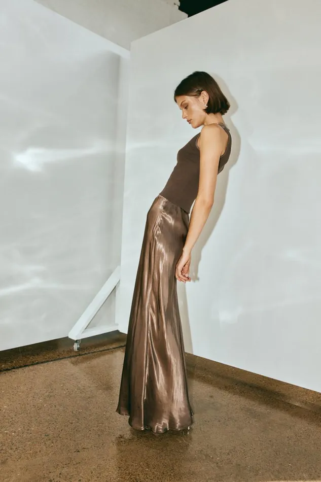 Skirts Women VRG GRL Florence Bias Cut Maxi Skirt Chocolate Skirts Women VRG GRL Florence Bias Cut Maxi Skirt Chocolate