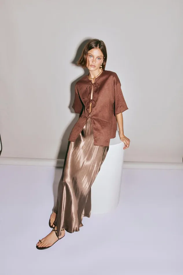 Skirts Women VRG GRL Florence Bias Cut Maxi Skirt Chocolate Skirts Women VRG GRL Florence Bias Cut Maxi Skirt Chocolate