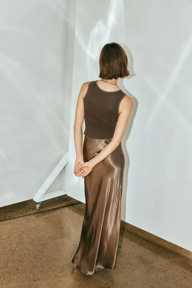 Skirts Women VRG GRL Florence Bias Cut Maxi Skirt Chocolate Skirts Women VRG GRL Florence Bias Cut Maxi Skirt Chocolate