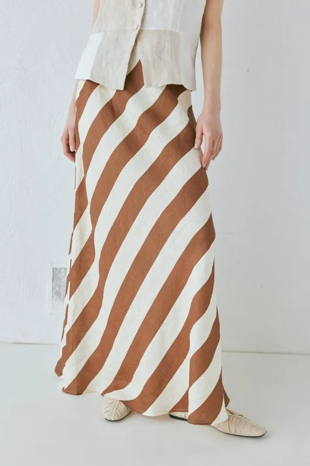 Skirts Women VRG GRL Sun Linen Maxi Skirt Stripe Skirts Women VRG GRL Sun Linen Maxi Skirt Stripe