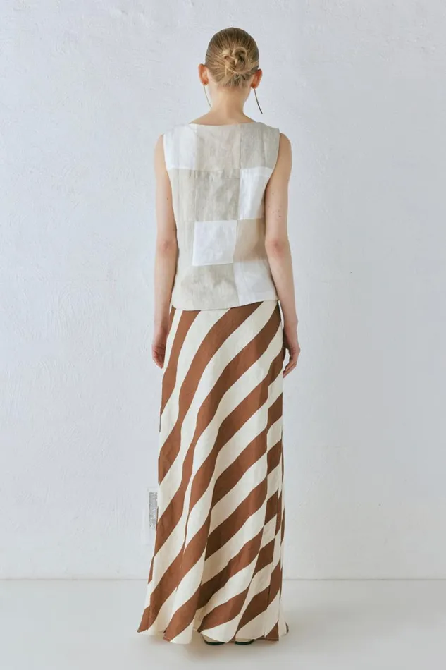 Skirts Women VRG GRL Sun Linen Maxi Skirt Stripe Skirts Women VRG GRL Sun Linen Maxi Skirt Stripe