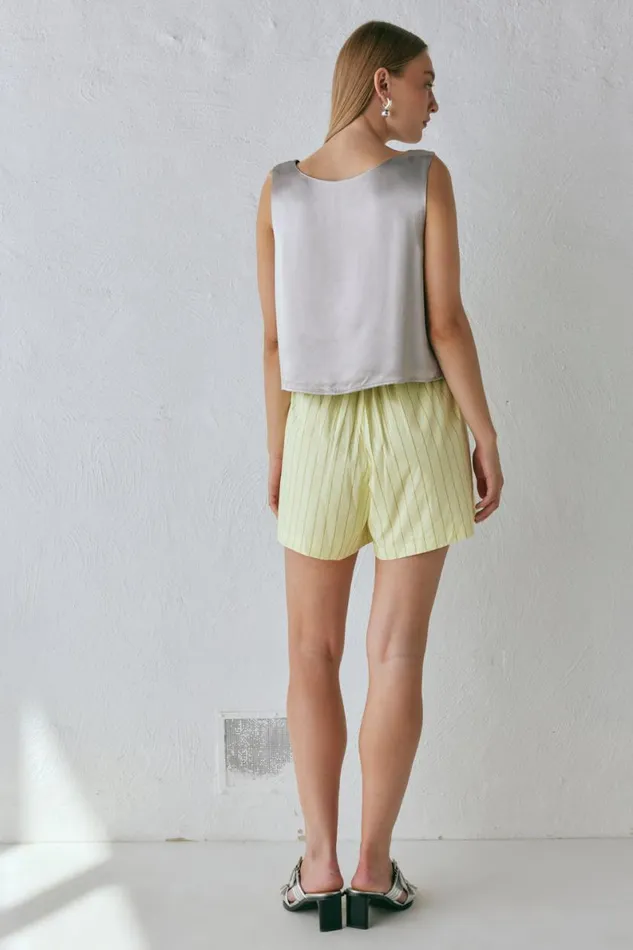 Sleeveless Women VRG GRL Lira Satin Top Silver Sleeveless Women VRG GRL Lira Satin Top Silver