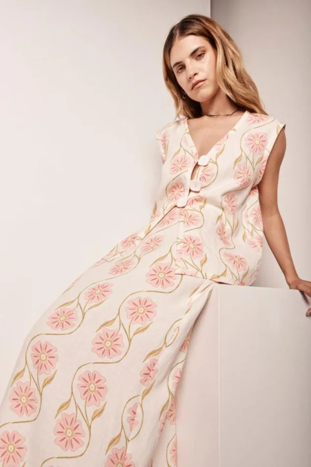 Sleeveless Women VRG GRL Lorena Linen Vest Bloom Sleeveless Women VRG GRL Lorena Linen Vest Bloom