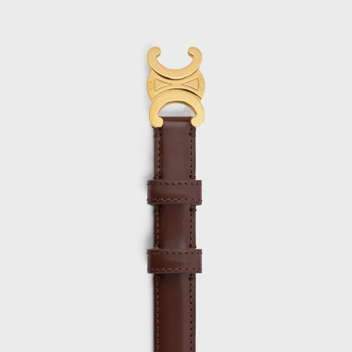 Small Triomphe Belt In Taurillon Leather Chestnut Women CELINE BELTS Small Triomphe Belt In Taurillon Leather Chestnut Women CELINE BELTS