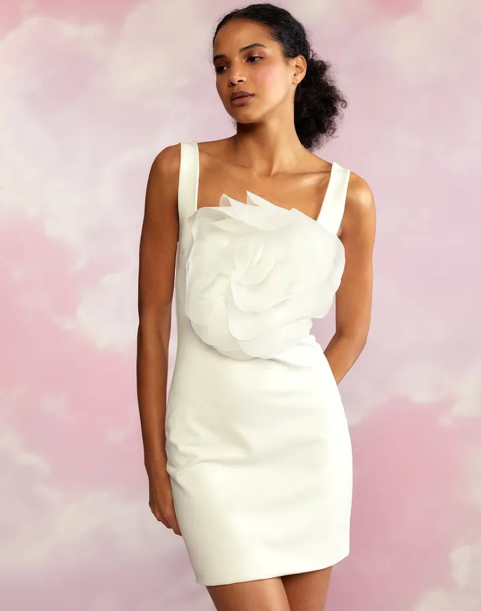 Sofia Organza Flower Dress 8211 White Women Cynthia Rowley Dresses