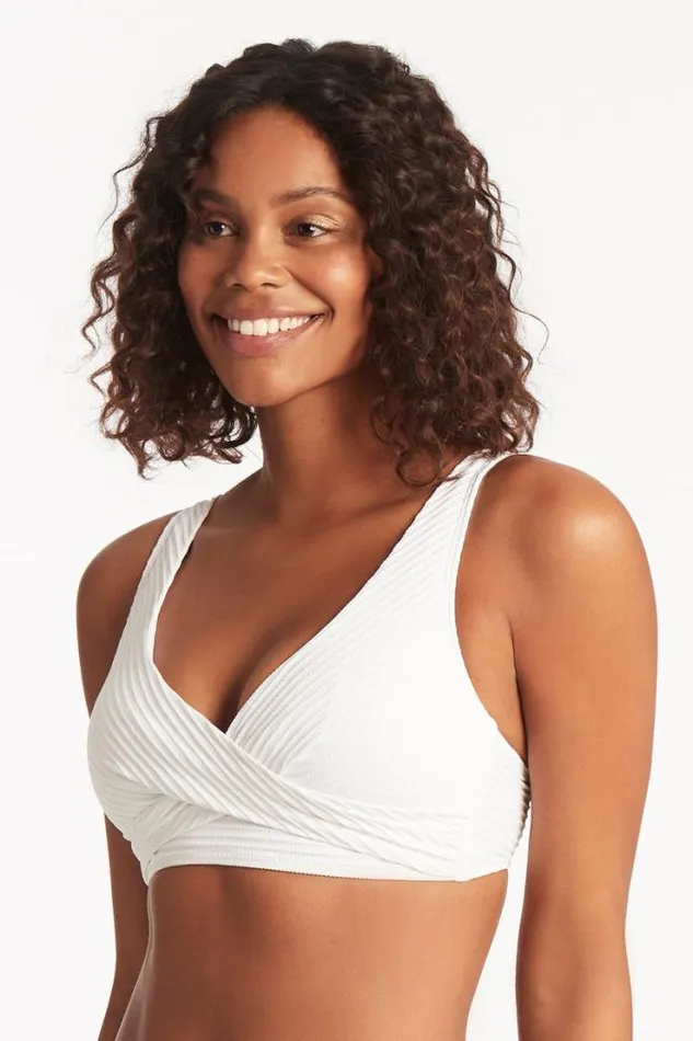 Spinnaker Cross Front Multifit Bra Spinnaker White Women Sea Level Tops