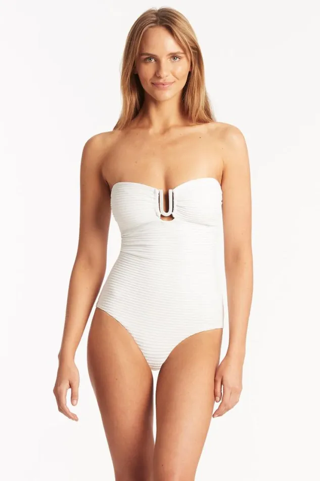 Spinnaker U Bar Bandeau One Piece Spinnaker White Women Sea Level One Pieces