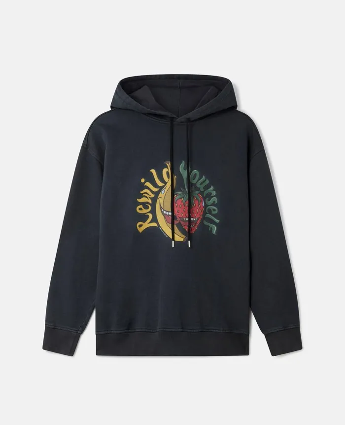 Stella McCartney 039Rewild Yourself039 Fruit Print Hoodie Black Women Sweatshirts And TShirts Stella McCartney 039Rewild Yourself039 Fruit Print Hoodie Black Women Sweatshirts And TShirts