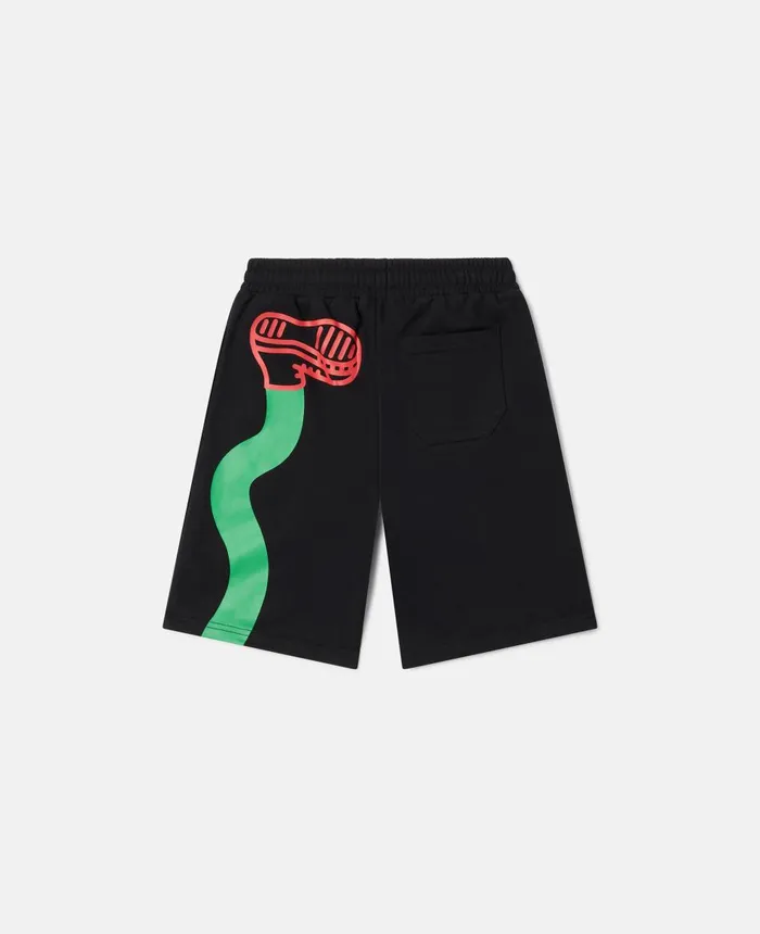 Stella McCartney Dancing Leg Print Sweat Shorts Black Kids Pants and Shorts