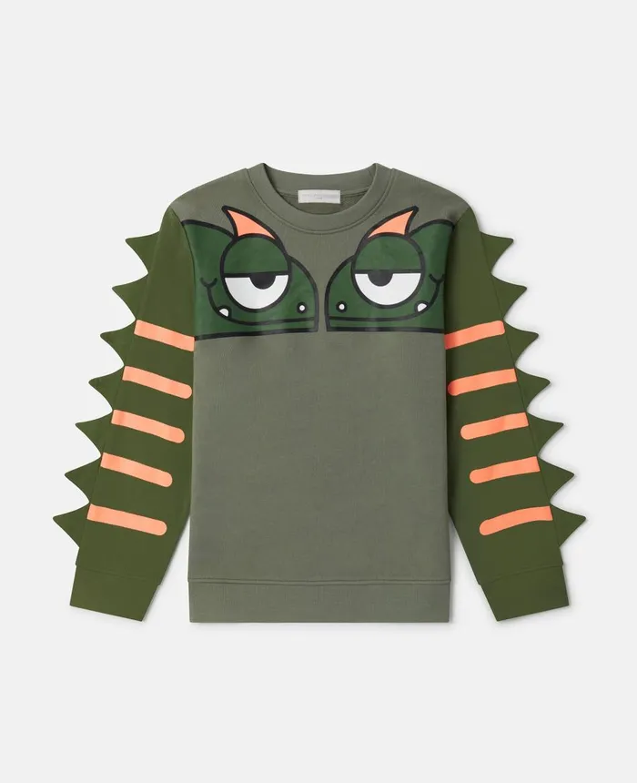 Stella McCartney Double Gecko Spike Sweatshirt Khaki Kids TShirts And Sweatshirt Stella McCartney Double Gecko Spike Sweatshirt Khaki Kids TShirts And Sweatshirt