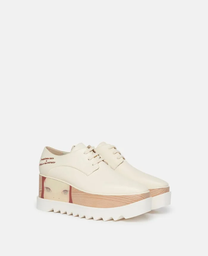 Stella McCartney Elyse Twins I Print Platform Shoes Vanilla WomenMen Shoes