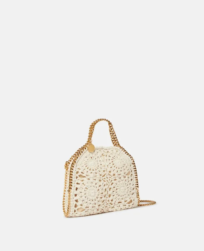 Stella McCartney Falabella Cotton Crochet Tiny Tote Bag Natural Beige Women Iconic Falabella Stella McCartney Falabella Cotton Crochet Tiny Tote Bag Natural Beige Women Iconic Falabella