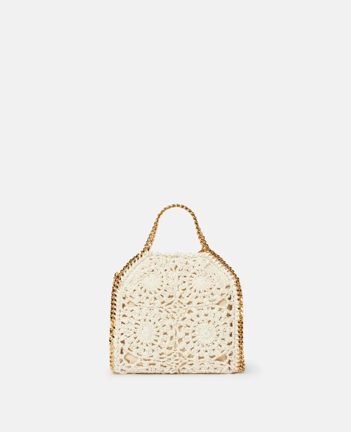 Stella McCartney Falabella Cotton Crochet Tiny Tote Bag Natural Beige Women Iconic Falabella Stella McCartney Falabella Cotton Crochet Tiny Tote Bag Natural Beige Women Iconic Falabella