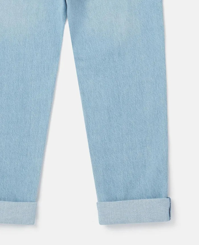 Stella McCartney Fast Food Embroidery Boyfriend Jeans Blue Kids Pants and Shorts