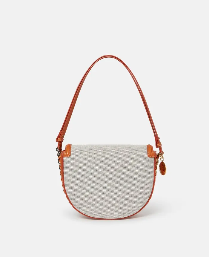 Stella McCartney Frayme Cotton Canvas Medium Flap Shoulder Bag Black Women Frayme Bag Stella McCartney Frayme Cotton Canvas Medium Flap Shoulder Bag Black Women Frayme Bag