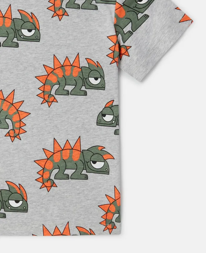Stella McCartney Gecko Print TShirt Grey Multicolour Kids TShirts And Sweatshirt Stella McCartney Gecko Print TShirt Grey Multicolour Kids TShirts And Sweatshirt