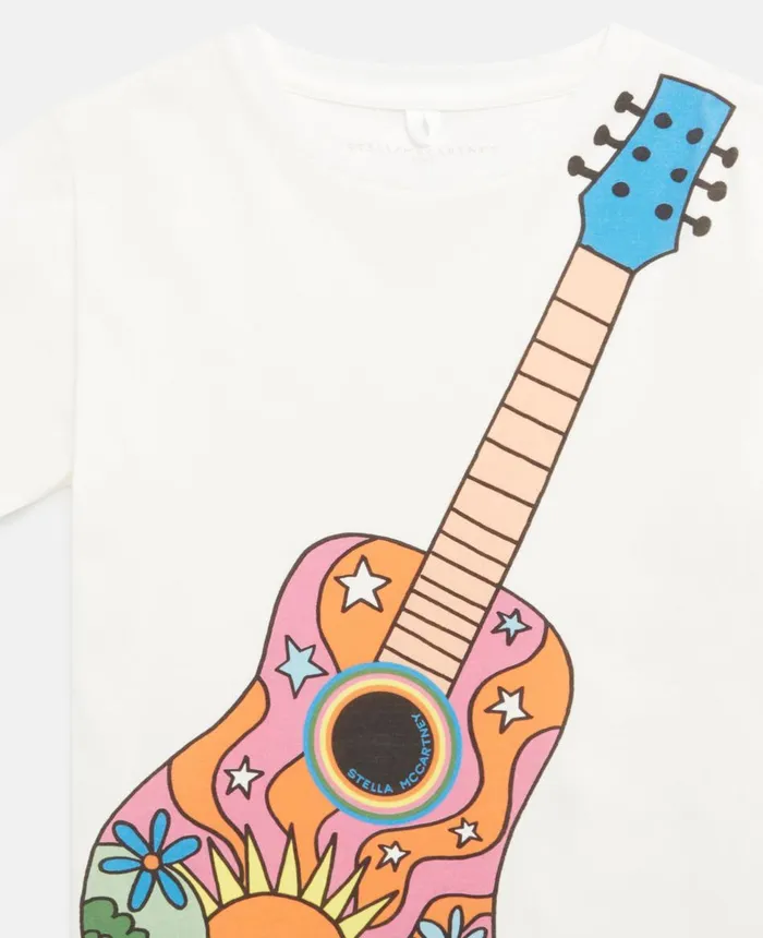 Stella McCartney Guitar Print TShirt White Multicolour Kids TShirts And Tops Stella McCartney Guitar Print TShirt White Multicolour Kids TShirts And Tops