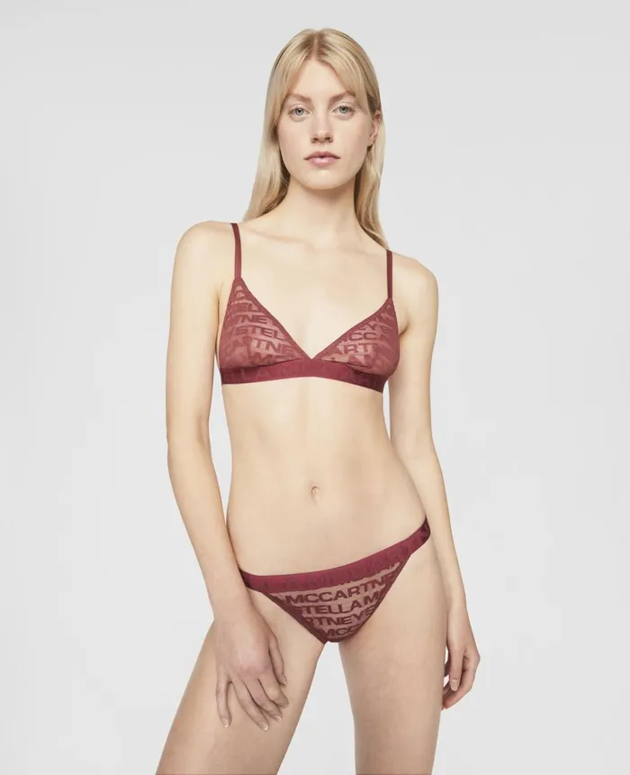 Stella McCartney Monogram Mesh Bikini Briefs Burgundy Women Lingerie And Sleepwear Stella McCartney Monogram Mesh Bikini Briefs Burgundy Women Lingerie And Sleepwear