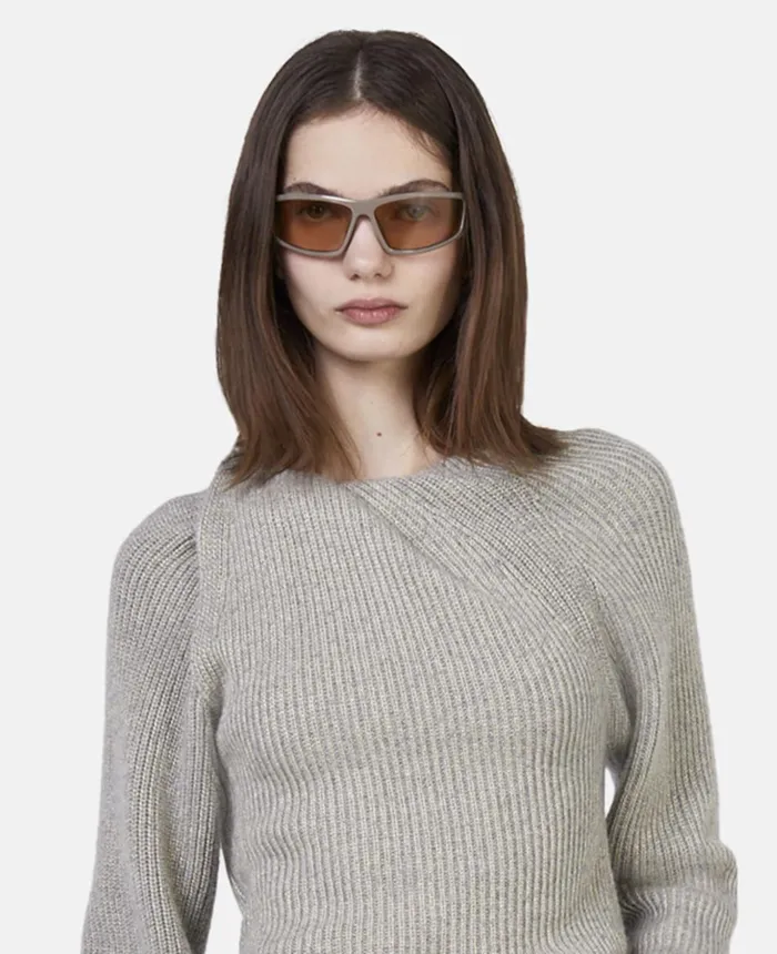 Stella McCartney Regenerated Cashmere Shifting Knot Jumper Pewter Grey Women Knitwear Stella McCartney Regenerated Cashmere Shifting Knot Jumper Pewter Grey Women Knitwear