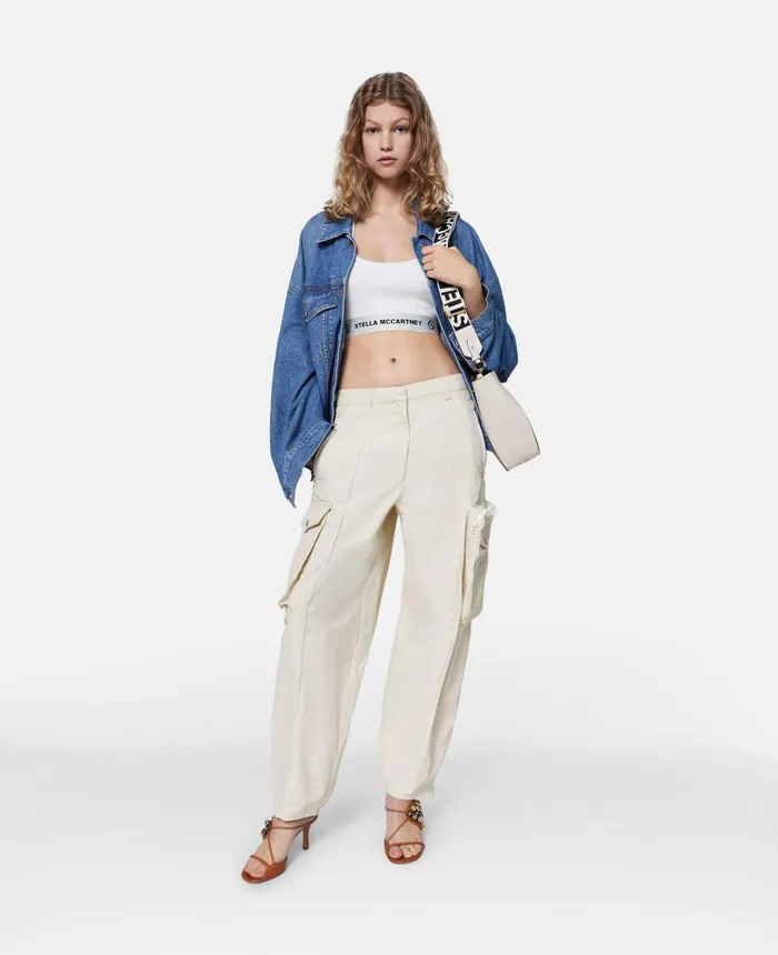 Stella McCartney SWave Tape Crop Top Pure White Women Shirts And Tops