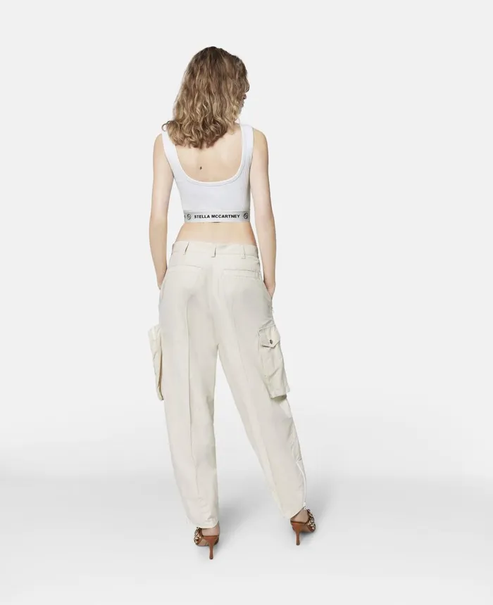 Stella McCartney SWave Tape Crop Top Pure White Women Shirts And Tops