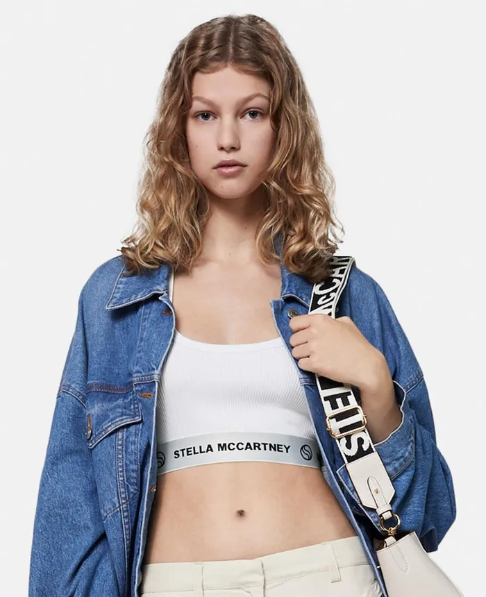 Stella McCartney SWave Tape Crop Top Pure White Women Shirts And Tops