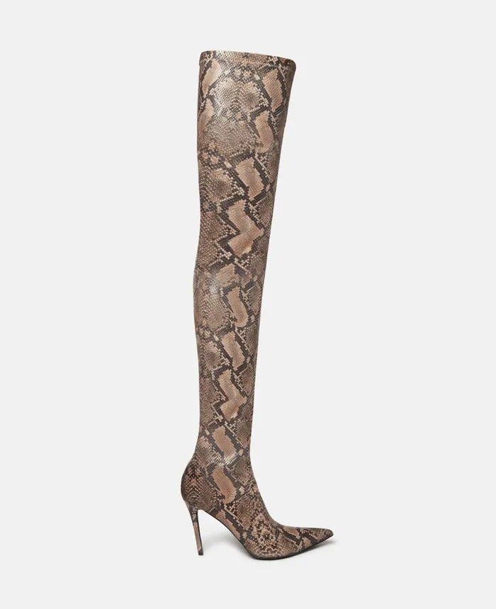 Stella McCartney Stella Iconic Python Print Heeled OvertheKnee Boots Coffee Women Boots Stella McCartney Stella Iconic Python Print Heeled OvertheKnee Boots Coffee Women Boots