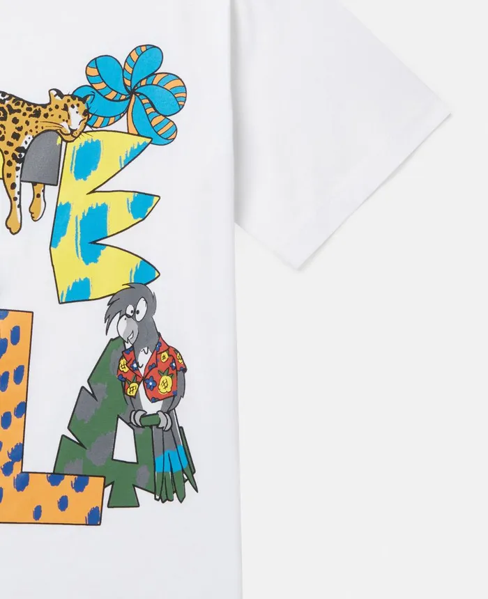 Stella McCartney Stella Logo Jungle Print TShirt White Kids TShirts And Sweatshirt Stella McCartney Stella Logo Jungle Print TShirt White Kids TShirts And Sweatshirt