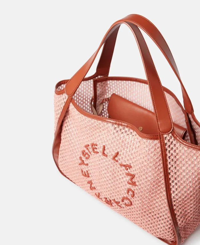 Stella McCartney Stella Logo Raffia Tote Bag Crab Apple Women Logo Bag