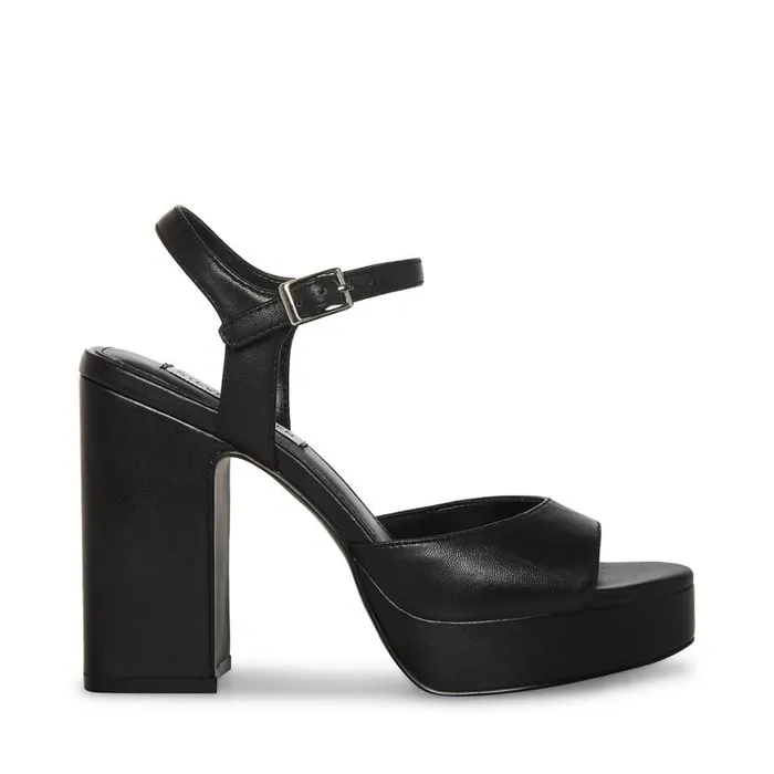 Steve Madden Amy Black Leather Womens Heels