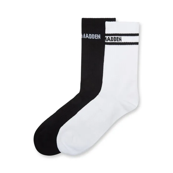 Steve Madden Band Logo Crew Sock White Black Womens Socks and Tights