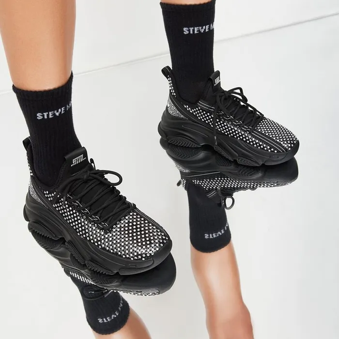 Steve Madden Band Logo Crew Sock White Black Womens Socks and Tights Steve Madden Band Logo Crew Sock White Black Womens Socks and Tights