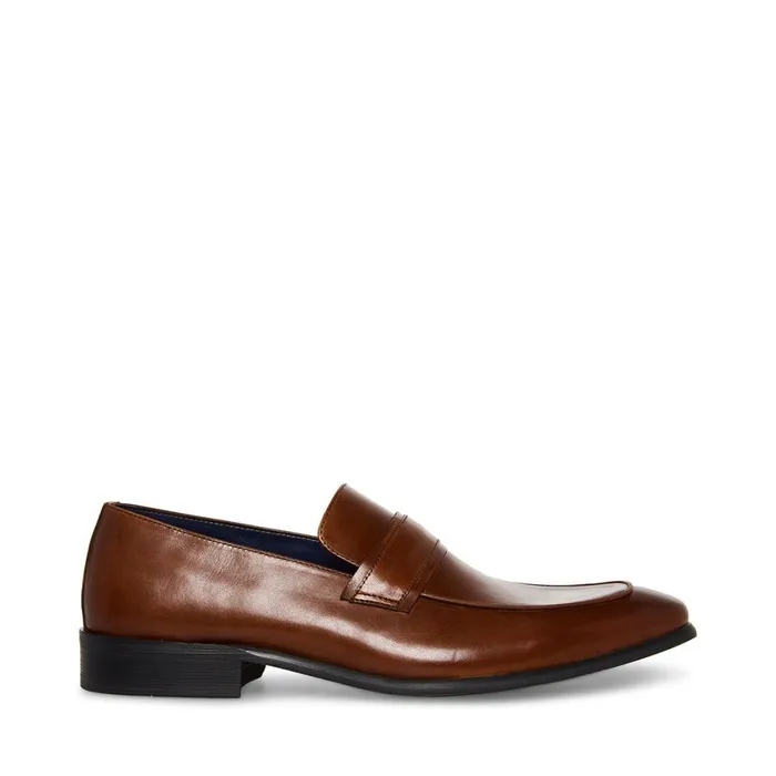 Steve Madden Beaudon Tan Leather Mens Loafers