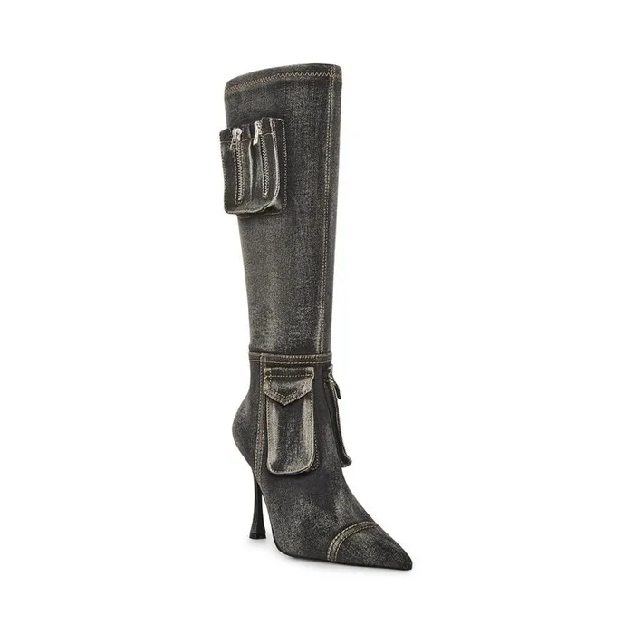 Steve Madden Beckham Black Denim Womens Boots and Booties
