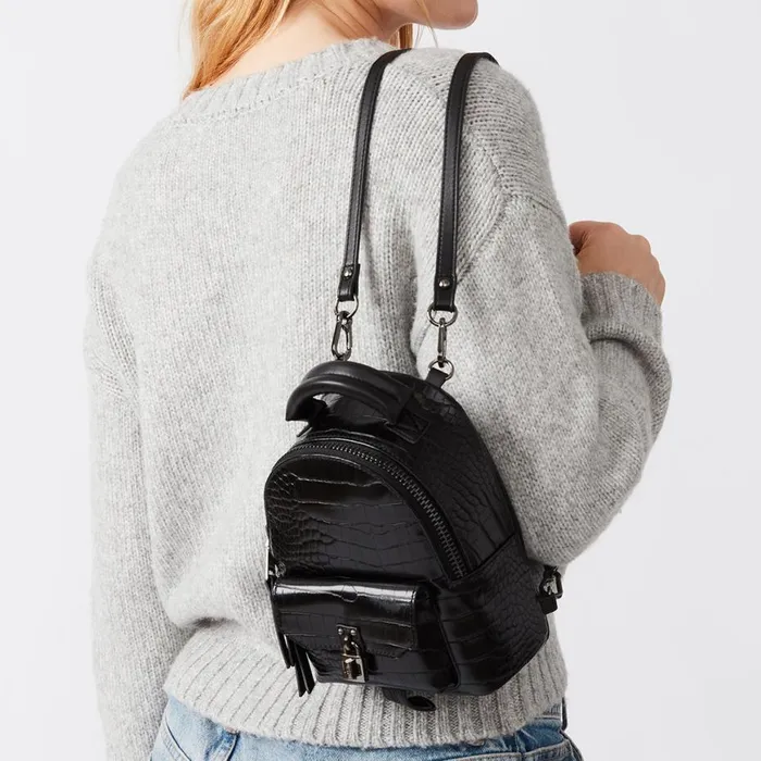 Steve Madden Bjake Black Crocodile Womens Mini Bags Steve Madden Bjake Black Crocodile Womens Mini Bags