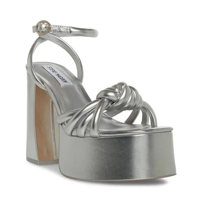 Steve Madden Bonnie Silver Womens Heels