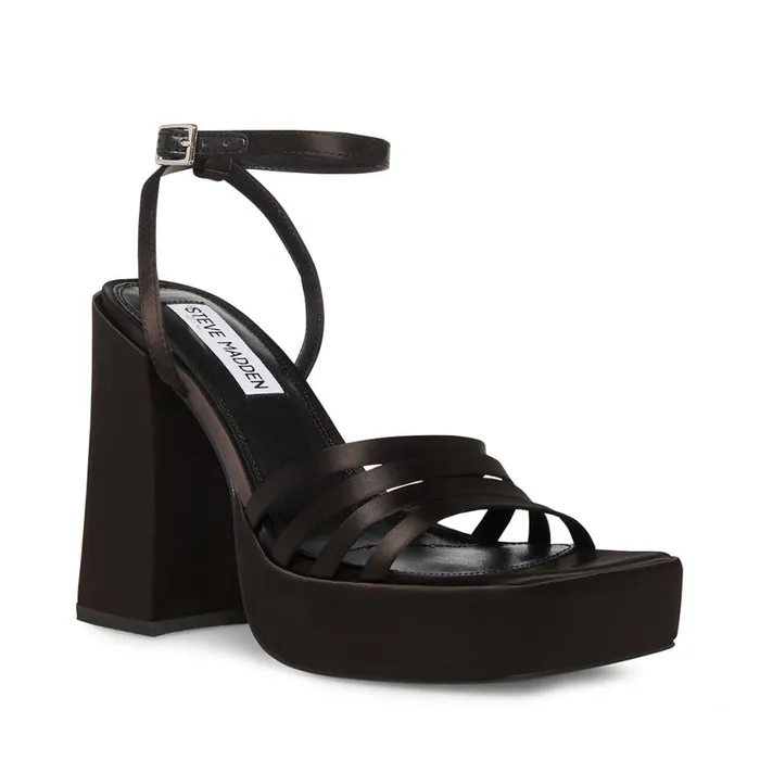Steve Madden Disco Black Satin Womens Heels