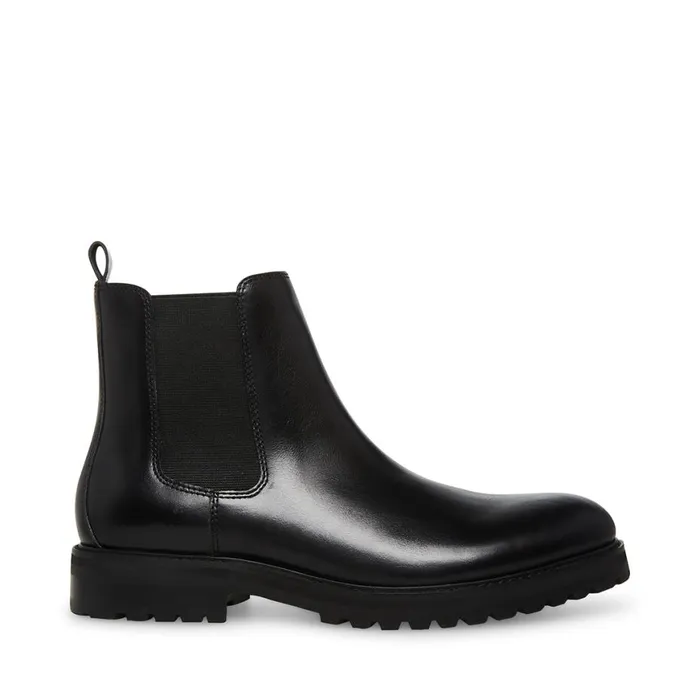 Steve Madden Duren Black Leather Mens Boots