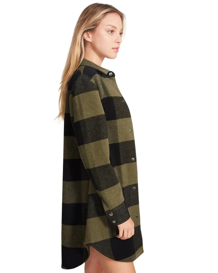 Steve Madden Eldridge Plaid Coat Sage Womens Jackets and Coats