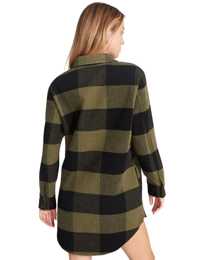 Steve Madden Eldridge Plaid Coat Sage Womens Jackets and Coats