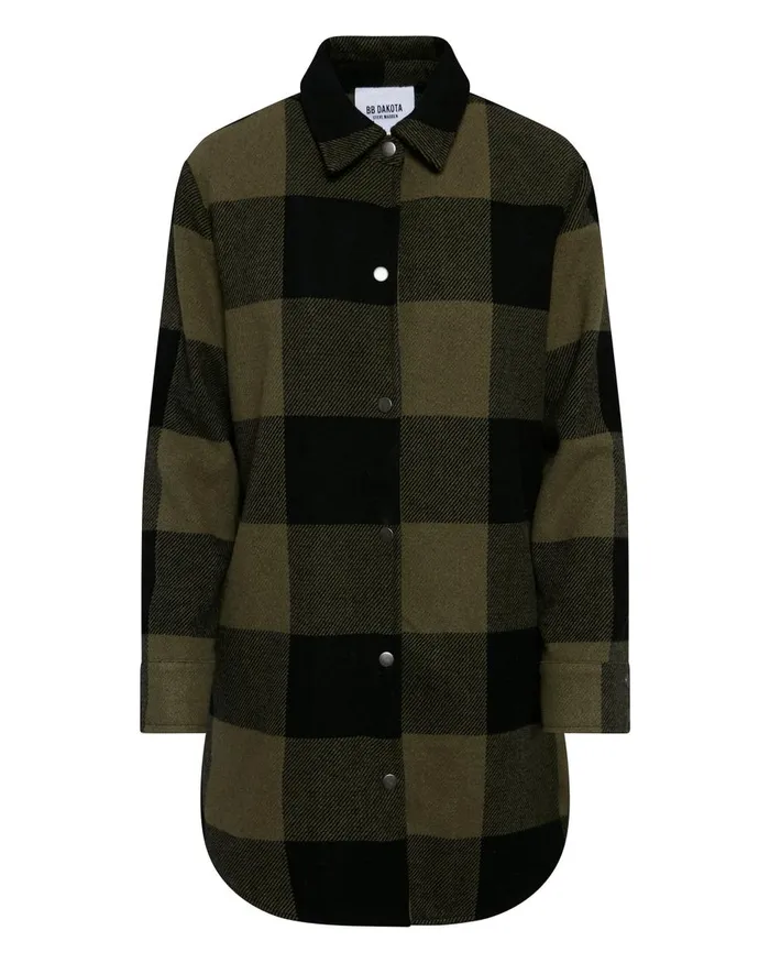 Steve Madden Eldridge Plaid Coat Sage Womens Jackets and Coats