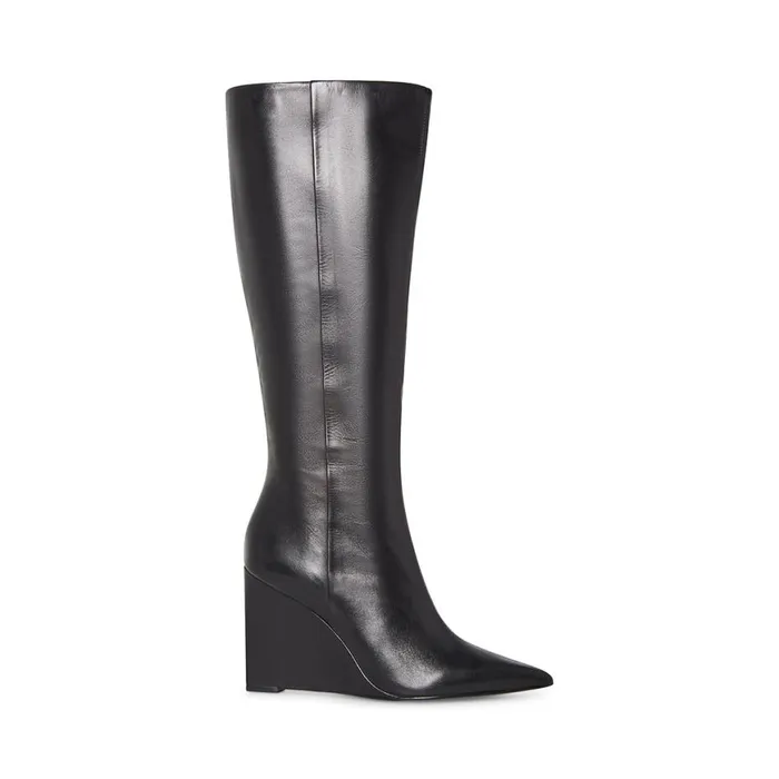Steve Madden Encore Black Leather Womens Boots and Booties