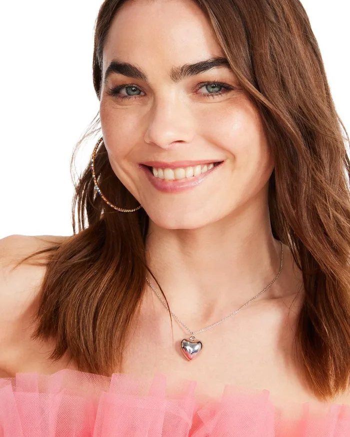 Steve Madden Heart Pendant Necklace Silver Womens Jewelry