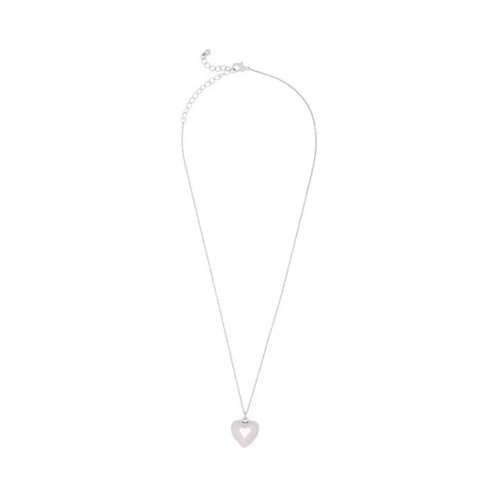 Steve Madden Heart Pendant Necklace Silver Womens Jewelry